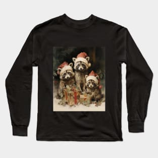 Cute Christmas Racoons Long Sleeve T-Shirt